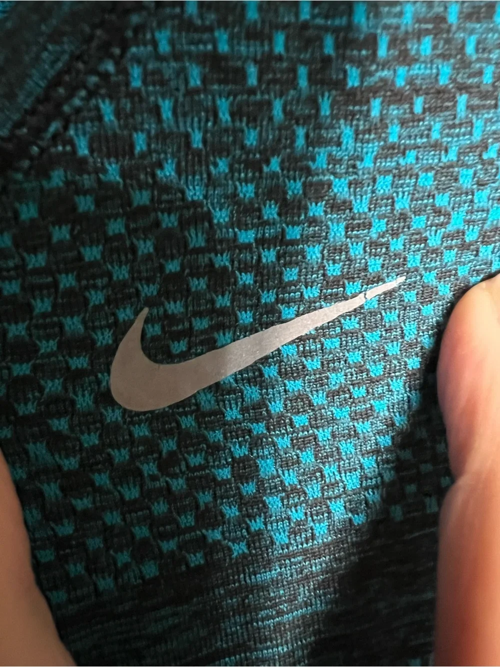 Nike Dri Fit Knit Long Sleeve Running Athletic‎ Teal Heathered Performance Top